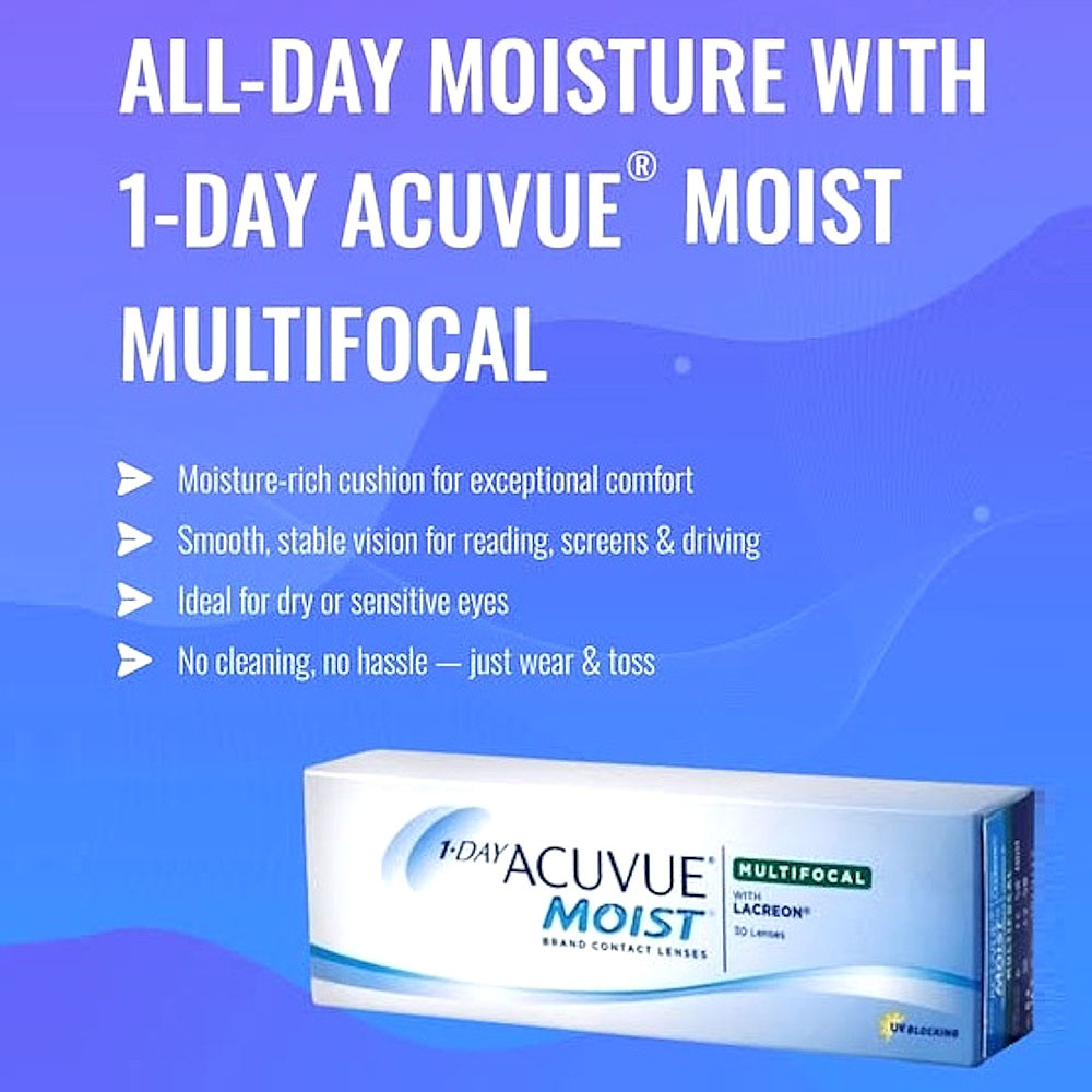 Acuvue 1-Day Moist Multifocal Daily Disposable Contact Lenses 4 1Day Acuvue Moist Multifocal Daily for Presbyopia