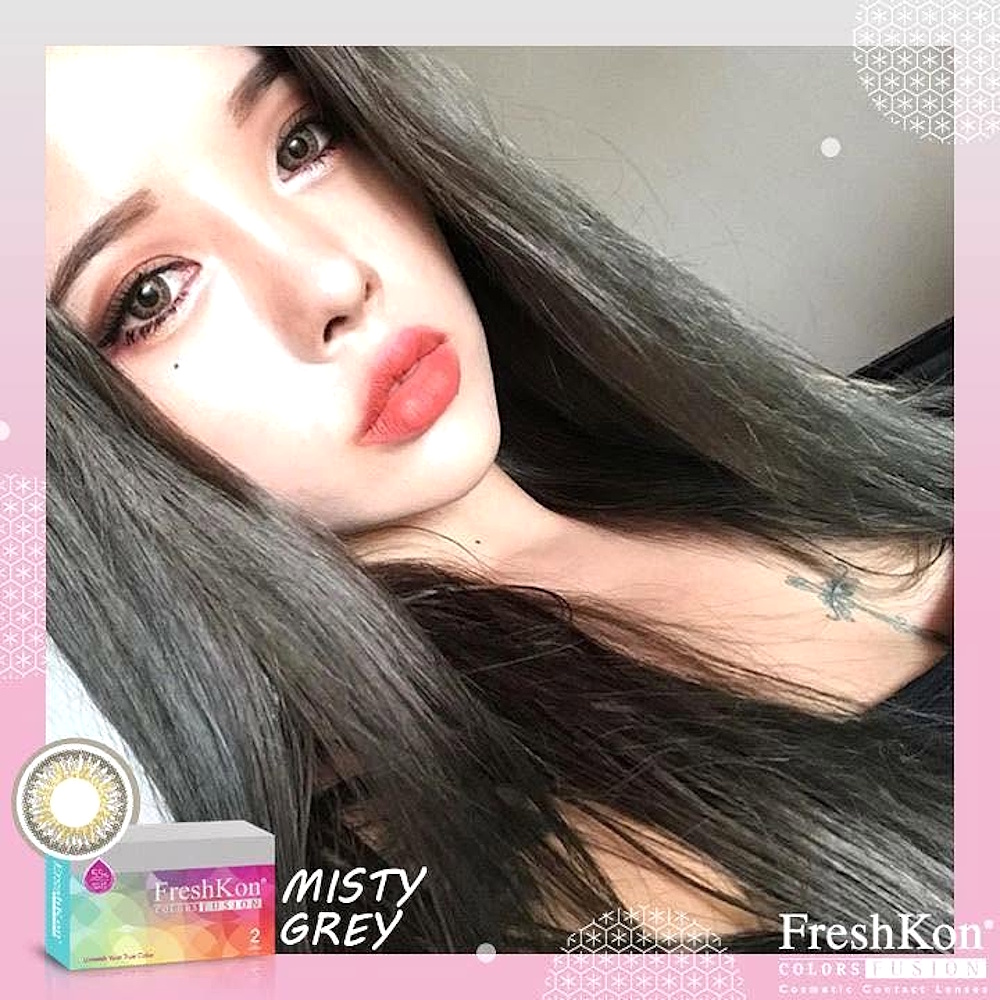 FreshKon ColorsFusion Monthly Cosmetic Contact Lenses 8 FreshKon ColorsFusion Misty Grey Monthly Color Lenses