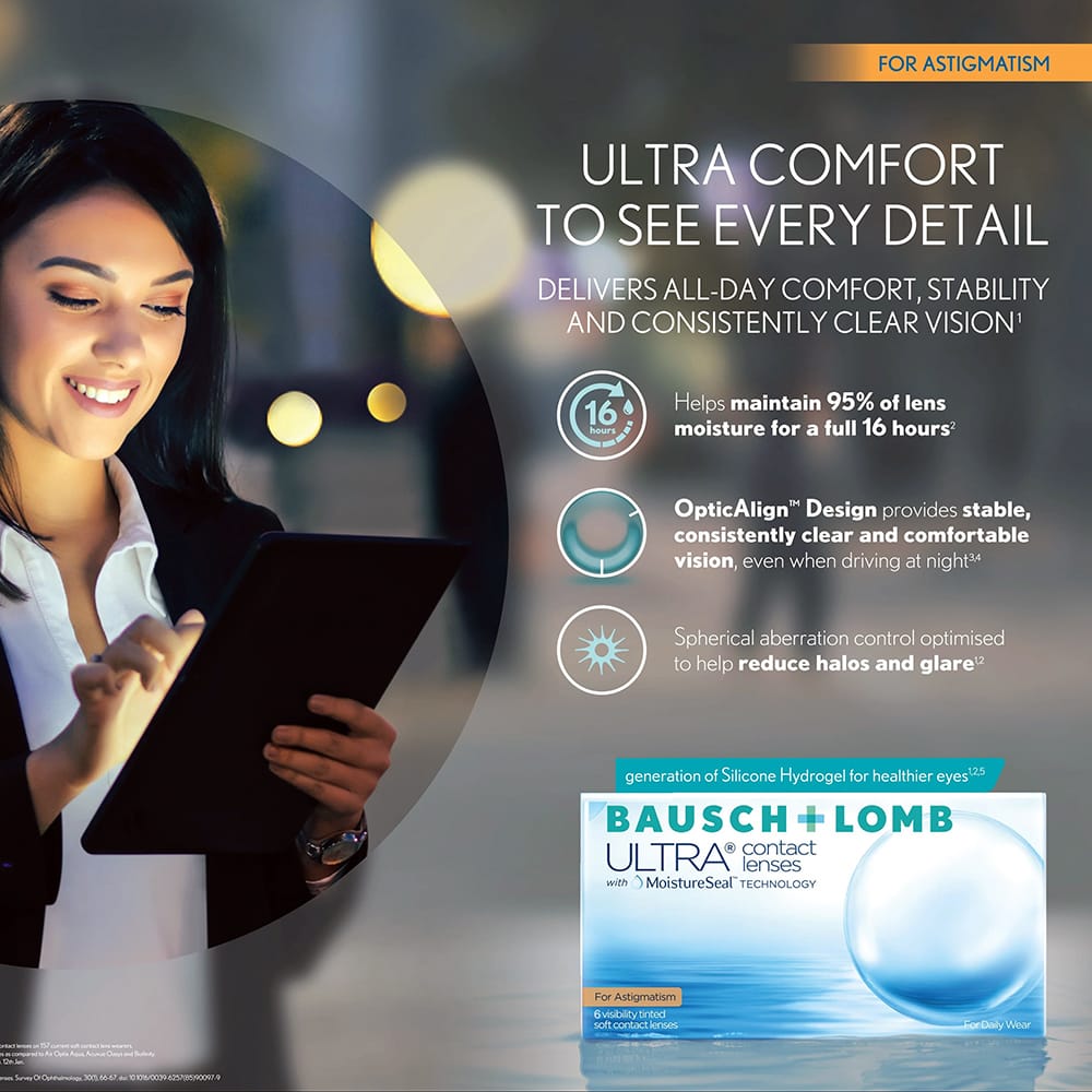 Bausch + Lomb ULTRA ASTIGMATISM Contact Lenses 2 Bausch Lomb Ultra Toric for Astigmatism