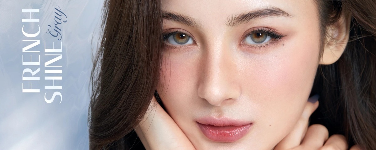 Olens French Shine Gray Monthly Coloured Contact Lenses 14 buy contact lens online