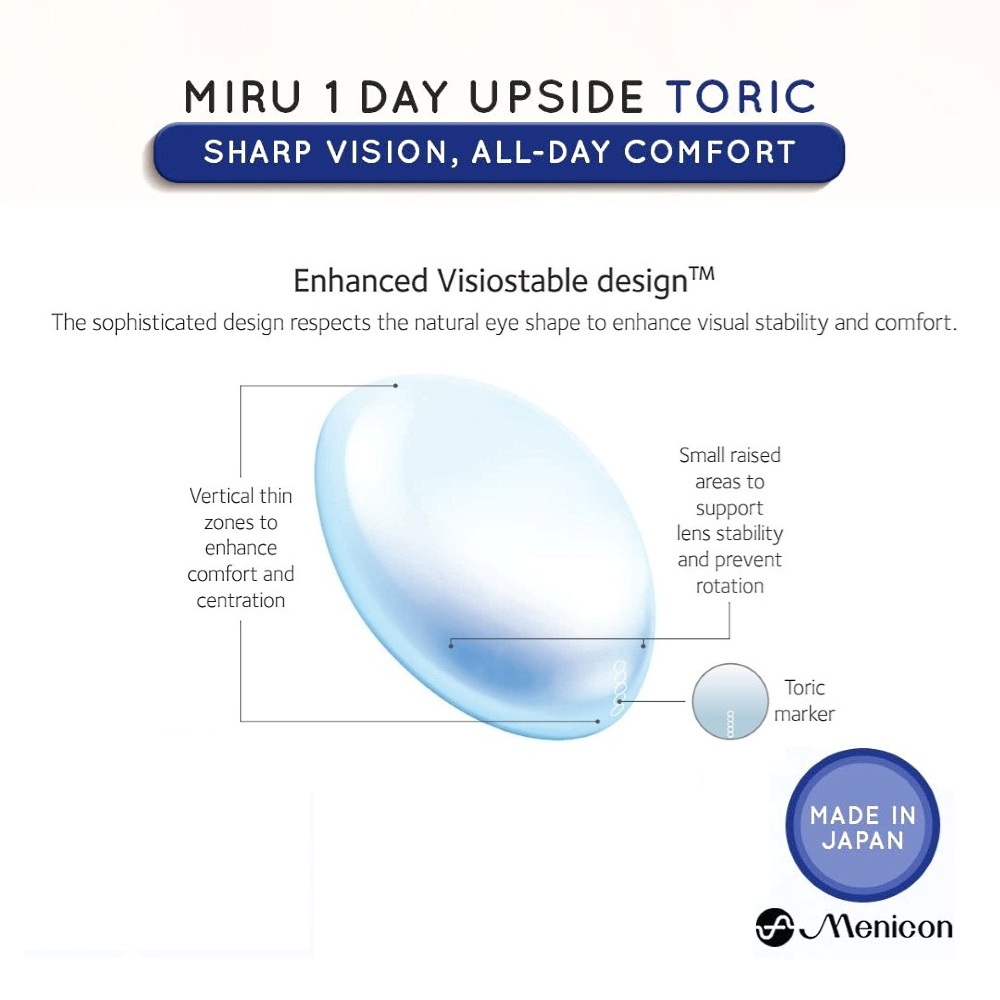 Miru 1day UpSide Toric Daily Disposable Lenses 2 Miru 1day UpSide Toric Lenses
